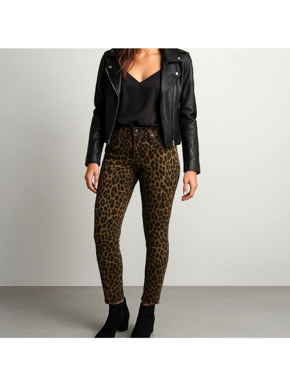 Big Star Womens Jeans Alex Mid Rise Skinny Cheetah Stretch Denim Size 27